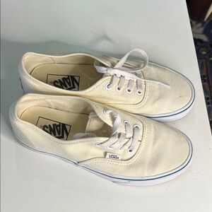 Vans Off-White Canvas Lace-Up Sneakers,woman’s 7 men’s 5.5